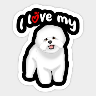 I Love My Bichon Frise Dog Sticker